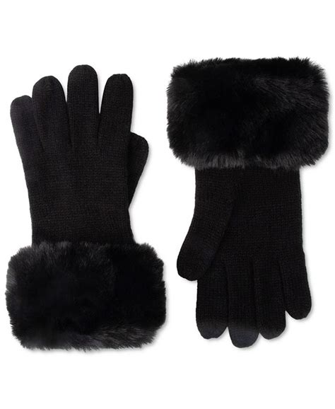 michael kors faux fur gloves|2.